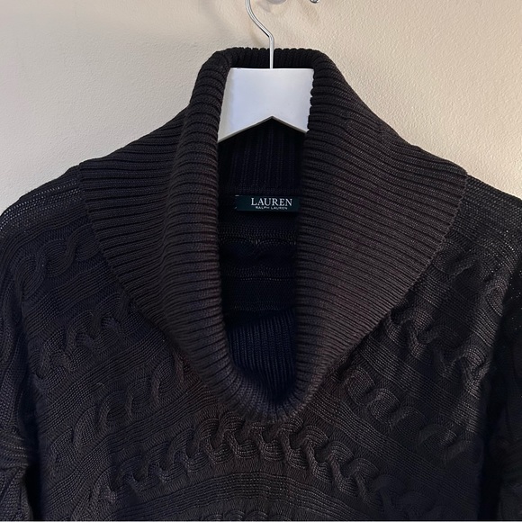 Lauren Ralph Lauren ~Black Cowl Neck Cableknit Tunic Sweater in 3X - Picture 3 of 12